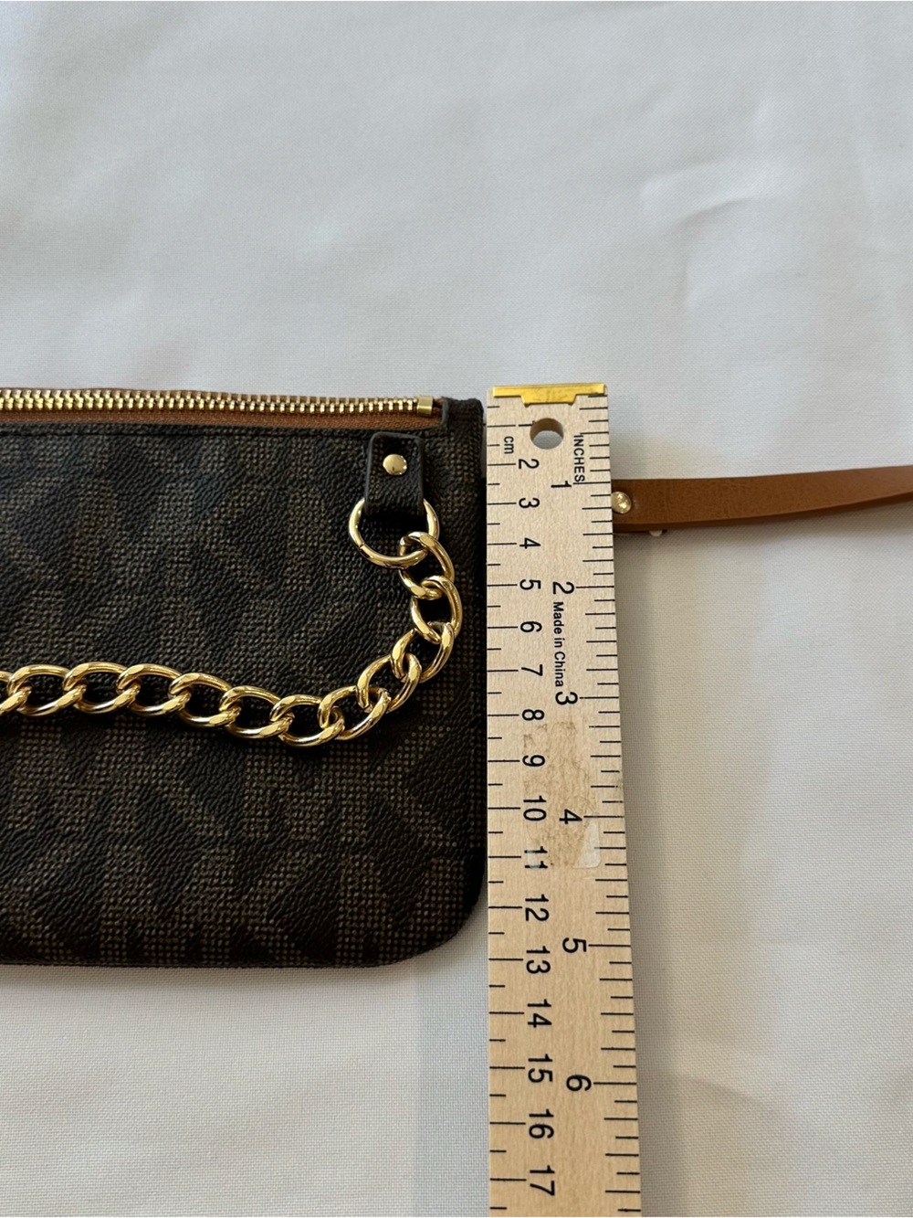 Michael Kors Brown Logo Monogram Chain Belt  Wallet/Bag 36” - Picture 8 of 9